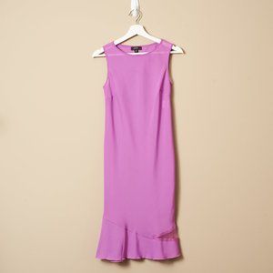 BCBG Sheer Purple Mini Dress US 2 Ruffled Hem